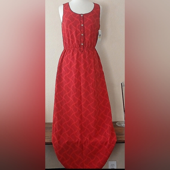 NWT TOMMY HILFIGURE  Red Sleeveless Maxi Dress MED - Picture 1 of 12